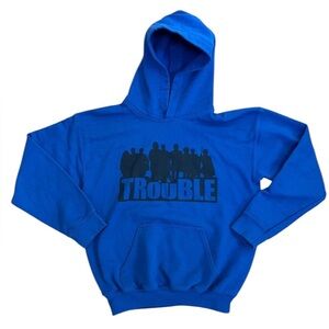 The Chosen Youth Blue Trouble Graphic Hooded Sweatshirt Youth Medium
